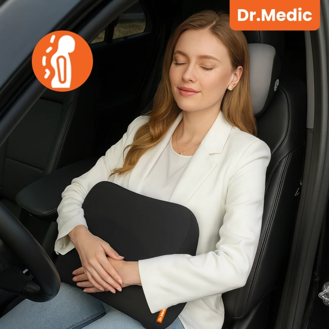 Poduszka do Samochodu pod Plecy Lędźwie DR.MEDIC LumbarRelax™ Ergonomiczna poduszka lędźwiowa na fotel krzesło do auta dla kierowcy pasażera