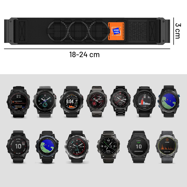 Nylonový remienok pre Garmin Fenix 5x / 6x / 7x / Pro / Descent / Tactix / Enduro (26 mm) Alogy Nylon Band Black