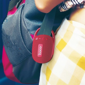 Prenosný Bluetooth reproduktor HOCO HC17 s karabínou, červený 5W
