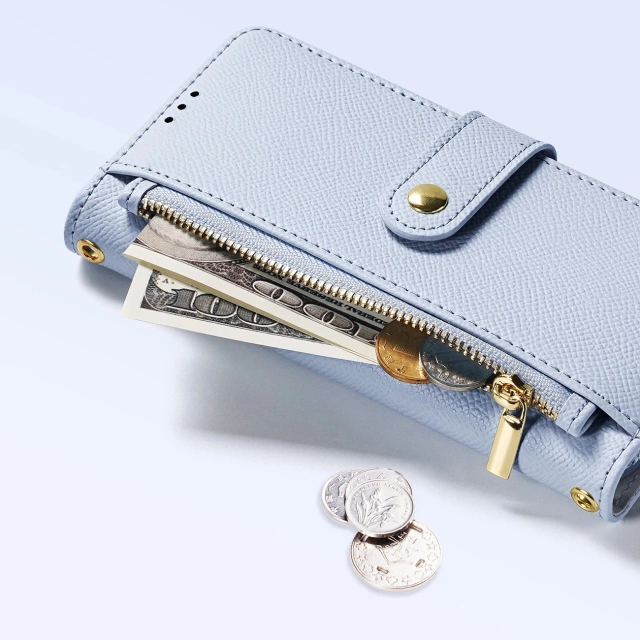 Dux Ducis Lawa iPhone 16 Lederhüllen mit blauem MagSafe Wallet