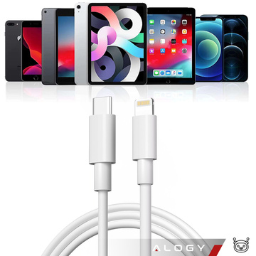 1m USB-C to Lightning kábel Alogy Fast Charge iPhone nabíjací kábel 20W biely