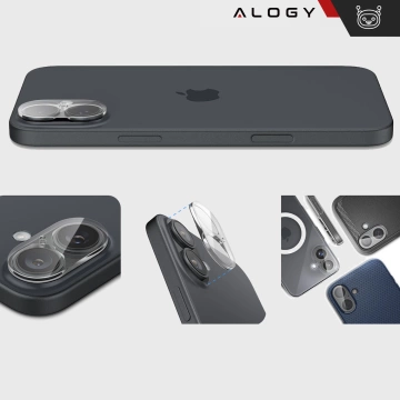 2x Glass for camera lens for Apple iPhone 16 / 16 Plus Alogy Lens Protector Pro transparent