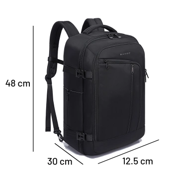Bange Wasserdichter Rucksack für Laptops bis 17 Zoll, 47 x 29 x 17 cm, für Stadtreisen, Arbeit und Flugreisen, für Damen und Herren, mit 3 Fächern, Schwarz