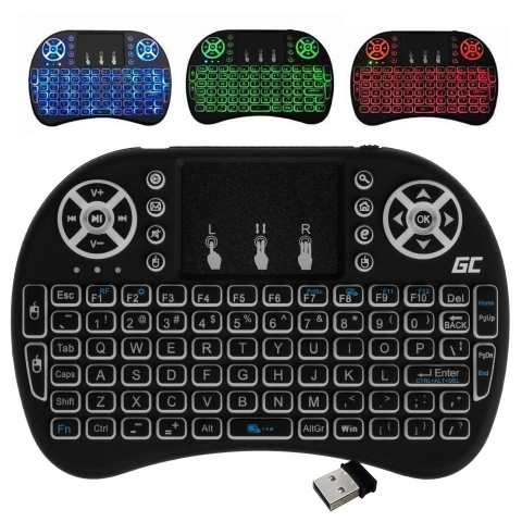 Drahtlose Mini-Tastatur Alogy 3-farbiges Touchpad mit Hintergrundbeleuchtung