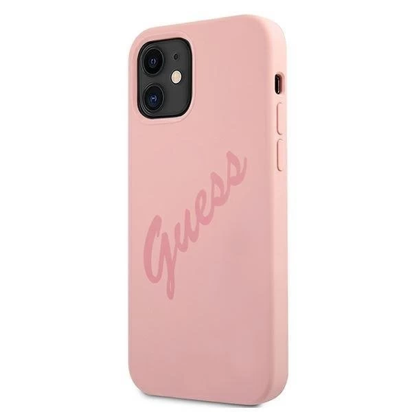 Guess GUHCP12SLSVSPI iPhone 12 mini 5,4" růžové / růžové pevné pouzdro Script Vintage