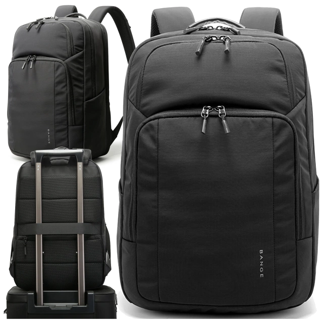 Bange wasserdichter Rucksack für 15,6-Zoll-Laptop, Stadtreisender, 45 x 30 x 16 cm, für Arbeit, Flugzeug, Herren, Damen, mit USB-Anschluss Schwarz