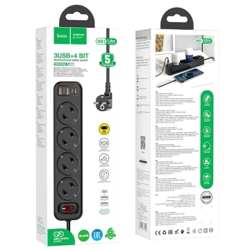 HOCO 4-portový napájací kábel 2x USB-A typu C PD QC3.0 20W NS1 1,8 m