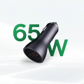 Baseus Golden Contactor Pro autonabíjačka USB-A 2x USB-C 65W tmavo šedá (CGJP010013)