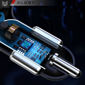 Автомобільний зарядний пристрій 4x USB QC 3.0 66W швидкий потужний для телефону Alogy Car black