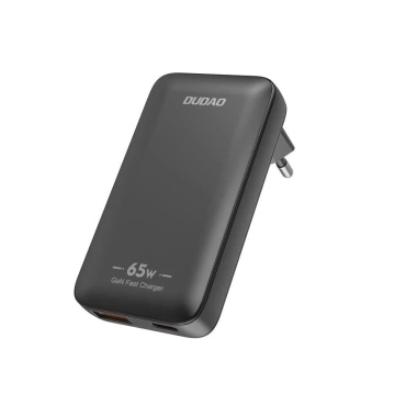 Дорожній зарядний пристрій GaN Dudao 65 Вт USB-C/USB-A PD для ЄС/США – чорний