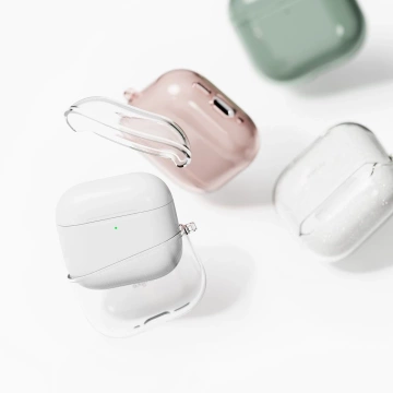 Чохол для Apple AirPods 4 з блискітками та прозорим карабінчиком