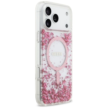 Etui Guess MagSafe do iPhone 17 Pro Max Resin Bottom Glitter Pink