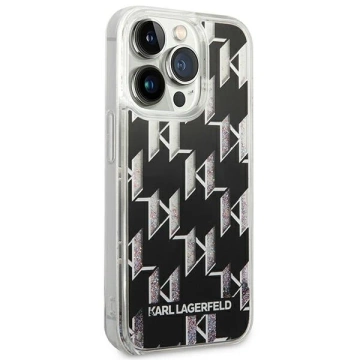 Etui Karl Lagerfeld KLHCP14XLMNMK na iPhone 14 Pro Max 6,7" pevný obal Liquid Glitter Monogram černá/černá