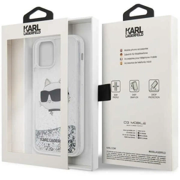 Karl Lagerfeld KLHCP12MLNHCCS ochranné pouzdro na telefon Apple iPhone 12/12 Pro 6,1" stříbrný/stříbrný pevný obal Glitter Choupette Head