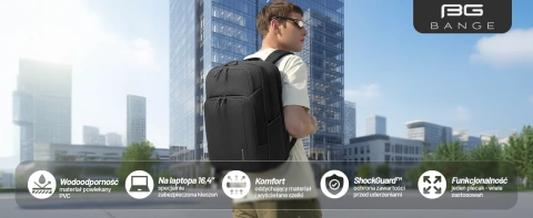 Bange Waterproof Backpack for Laptop 15.6" City Travel 45x30x16 cm for Work Airplane Men's Women's with USB Port Black