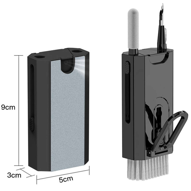 Multifunctional cleaner Alogy Cleaner Set 8in1 headphone keyboard screen cleaning kit for phones, laptops, computers Black