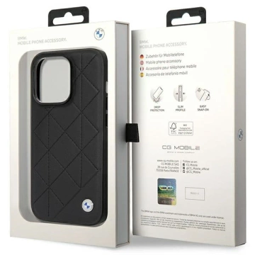 Чохол для телефону BMW BMHCP14L22RQDK для Apple iPhone 14 Pro 6.1" black/black Leather Quilted
