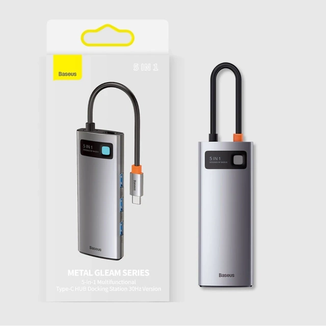 Baseus Metal Gleam Series multifunktionaler USB HUB 5in1 USB Typ C PD 100W HDMI grau (WKWG020013)