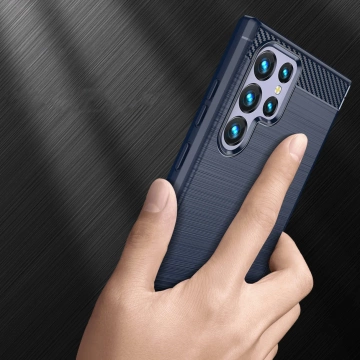 Carbon Phone Case for Samsung Galaxy S23 Ultra Flexible Silicone Carbon Cover Blue