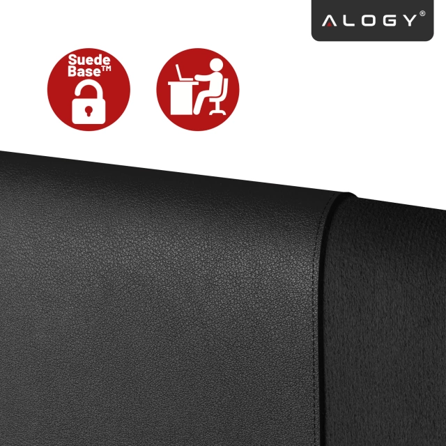 Podkładka na biurko 90×45 cm – antypoślizgowa mata ochronna z eleganckiej ekoskóry PU, pod mysz i klawiaturę, stylowa i trwała – Alogy WorkMat™ Czarna