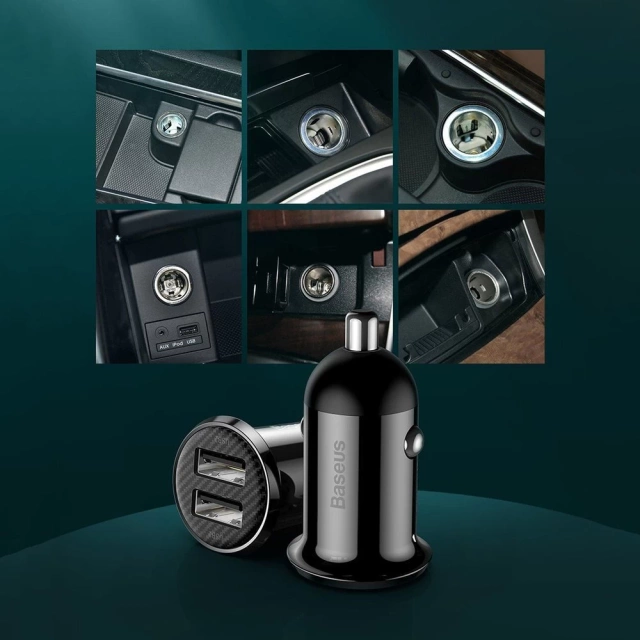 Автомобільний зарядний пристрій Baseus Grain Pro 2x USB 4.8 A білий (CCALLP-02)