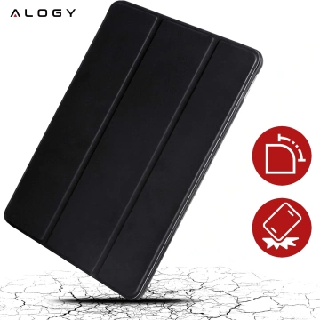 Etui do Apple iPad 10.2 9 gen 8/7 2021/2020/2019 Smart Pencil Case Alogy TPU obudowa na tablet Czarne + Szkło