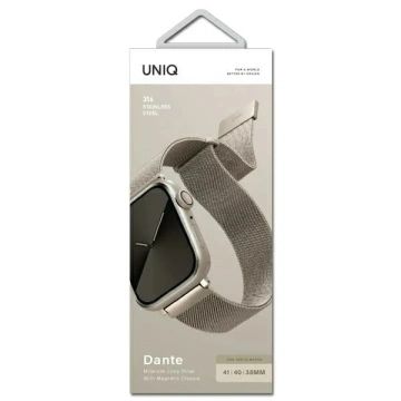 Pasek UNIQ Dante Apple Watch Series 4/5/6/7/8/SE/SE2 38/40/41mm Starlight з нержавіючої сталі