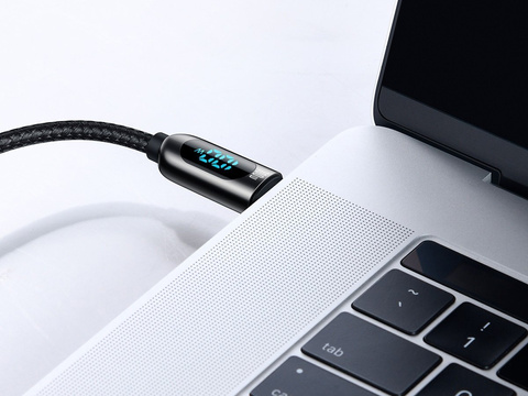 Cable 1m Baseus USB-C Type C cable with PD 5A 100W Black current meter