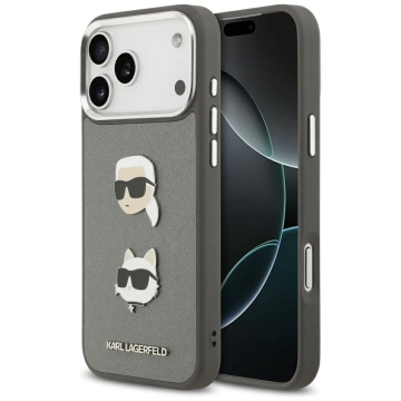 Etui Ochronne do iPhone 17 Pro Max Karl Lagerfeld FW Grained K&C Pins MagSafe Szary