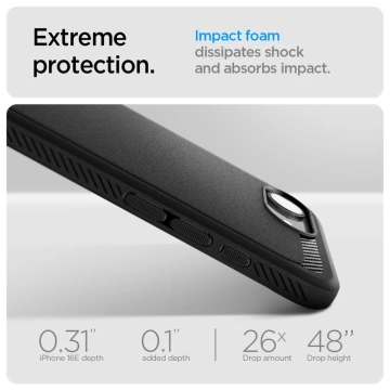 Puzdro Spigen Rugged Armor Mag MagSafe pre iPhone 16e, matné, čierne