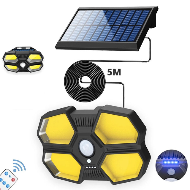 Solárne vodotesné nástenné svietidlo 180 COB LED s pohybovým senzorom PIR Pilot