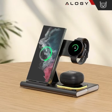 Wireless Charger for Samsung: 3 in 1 Wireless Charging Station for Samsung Galaxy Watch 7/6/5/4/3 Pro Classic, Galaxy Buds for S24 Ultra, S23, S22, S21, S20, Note 20/10, Z Fold