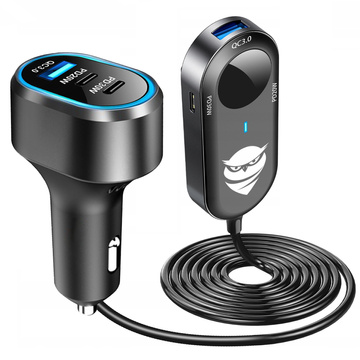 Rozbočovač nabíjačky do auta 100W silný 6xUSB pre telefón notebook tablet so 6 portami C79ACC USB-C čierny