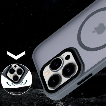 Etui do iPhone 15 Pro obudowa Mag Safe Case pokrowiec plecki na telefon MagMat matowe szare + Szkło