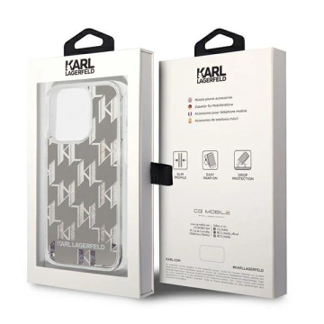 Etui Karl Lagerfeld KLHCP14XLMNMS do iPhone 14 Pro Max 6,7" hardcase Liquid Glitter Monogram srebrny/silver
