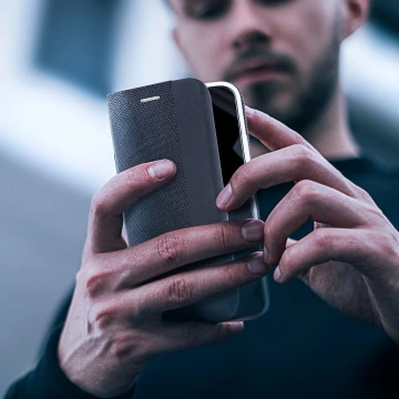 Pouzdro SENSITIVE Book pro iPhone 16 Pro černé se stojánkem