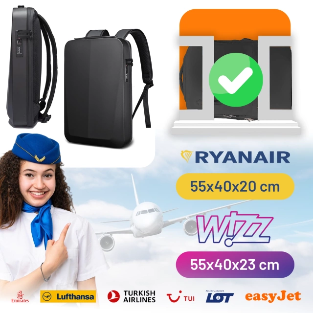 Bange voděodolný batoh na 15,6" notebook, městský cestovatel, 45x30x16 cm, do práce, do letadla, pánské, dámské, s USB portem Černá