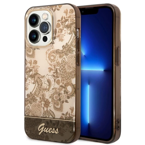 Чохол Etui Guess GUHCP14XHGPLHC для Apple iPhone 14 Pro Max 6,7" Porcelain Collection охра