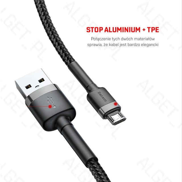 Нейлоновий кабель Baseus Cafule Micro-USB 1,5 A 200 см, червоний