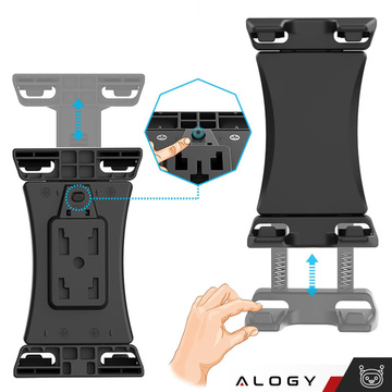Tablet phone holder 4.7"-12.9" for a bar, tripod, handlebar for a trainer, stationary bike, treadmill, headrest stand Alogy black