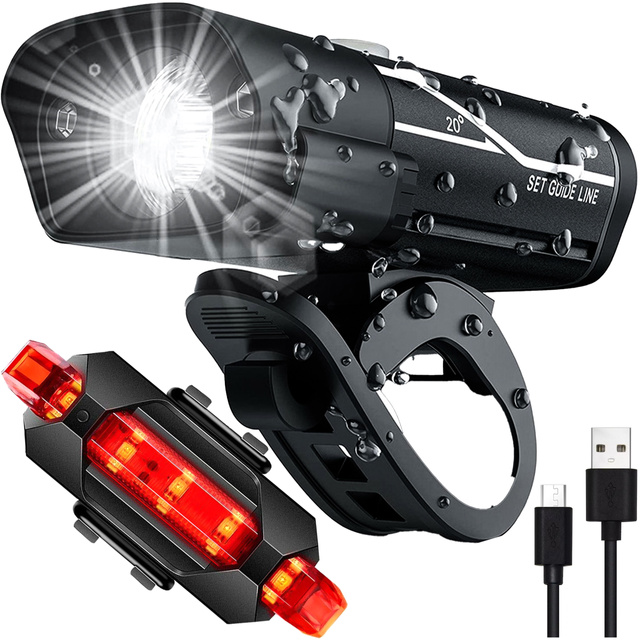 Bike Light Front Rear LED Front Rear Bike Light Lighting Waterproof IPX4 USB Bike Light Kit Alogy