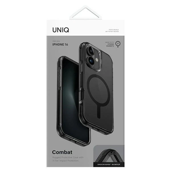 Etui UNIQ Combat pro iPhone 16 6.1" Magclick Charging černá/uhlově černá