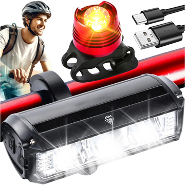 Bicycle lamp front rear LED light bicycle lighting for bicycle front rear Strong 900lm Alogy black red