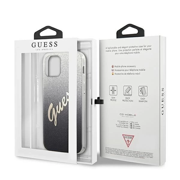 Guess GUHCP12SPCUGLSBK iPhone 12 mini 5,4" czarny/schwarzes Hardcase Glitter Gradient Script