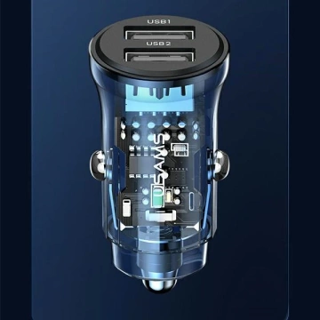 USAMS Car charger C31 3A 2xUSB-A Fast Charge blue/blue CC162CC02 (US-CC162)