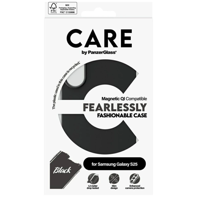 CARE Case for Samsung Galaxy S25 by PanzerGlass Fearlessly Magnetic Black