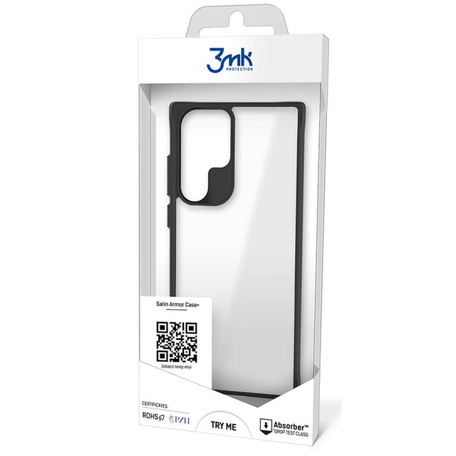 Robuste 3mk Satin Amor Hülle für Samsung Galaxy S22 Ultra Black