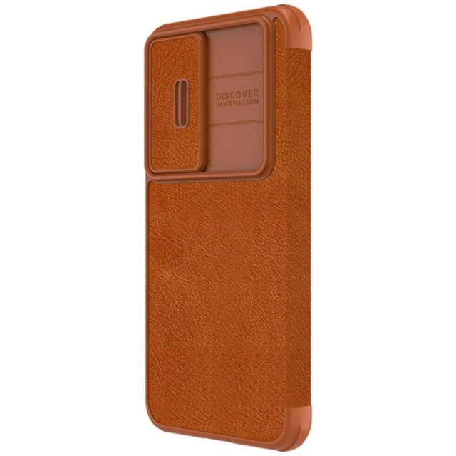Kožené pouzdro Nillkin Qin Pro Samsung Galaxy S23 Flip Cover Cover Camera Brown