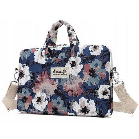 Canvaslife Briefcase 15 inch laptop case for Macbook Pro Blue Camella