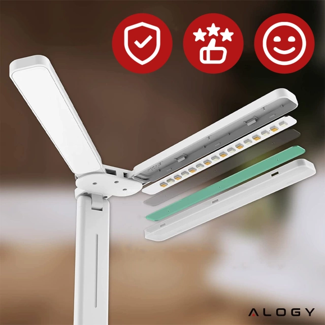 Lampa Alogy dvojitá stolní LED lampa stojící na stole s baterií školní kreslíř White